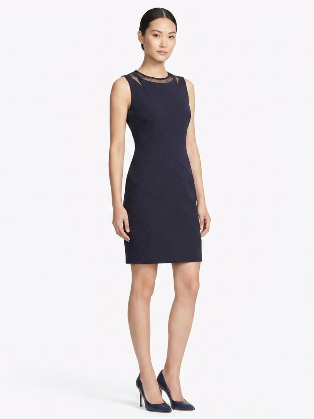 MICHAEL Michael Kors Navy Crew Neck Mesh Insert Dress- Sz. 2